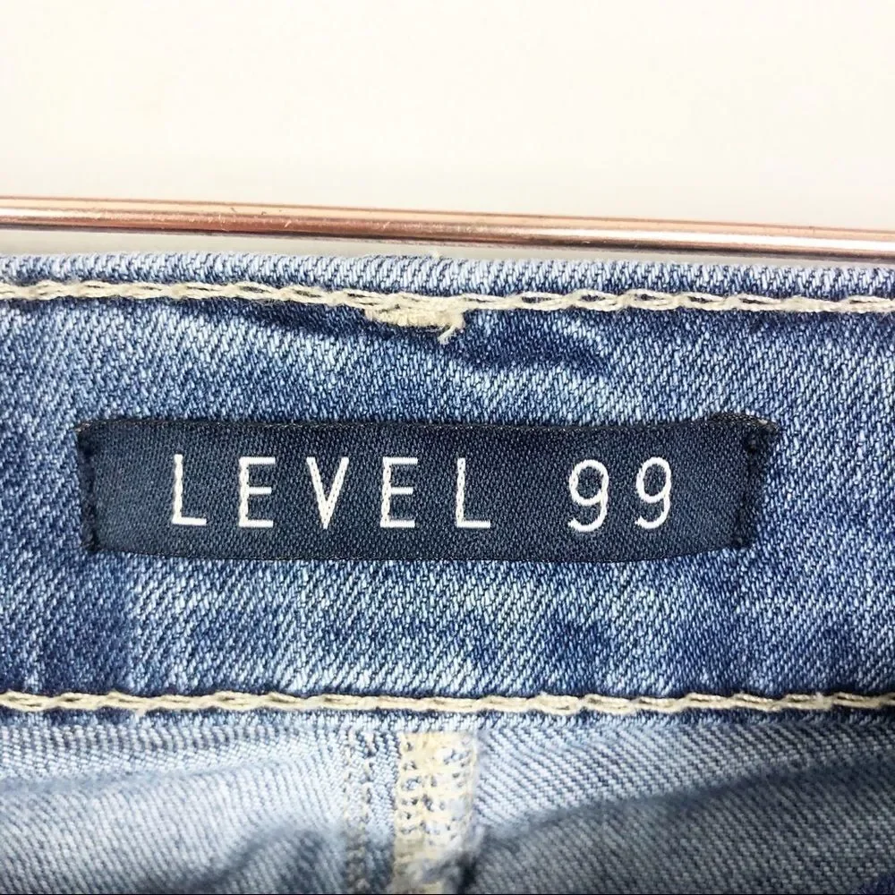 ANTHROPOLOGIE | LEVEL 99 Bermuda Length Denim Jean Shorts Women’s Waist Size 27 - Picture 6 of 9